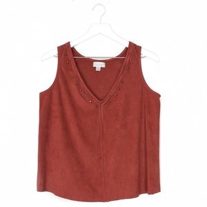 Bisou bisou | NWOT Burnt Orange Faux Suede Top